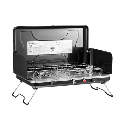 FineFlame Camping Stove 2 Burner With Bulin 13 PCS Camp Cookware Set Camping Cookwear