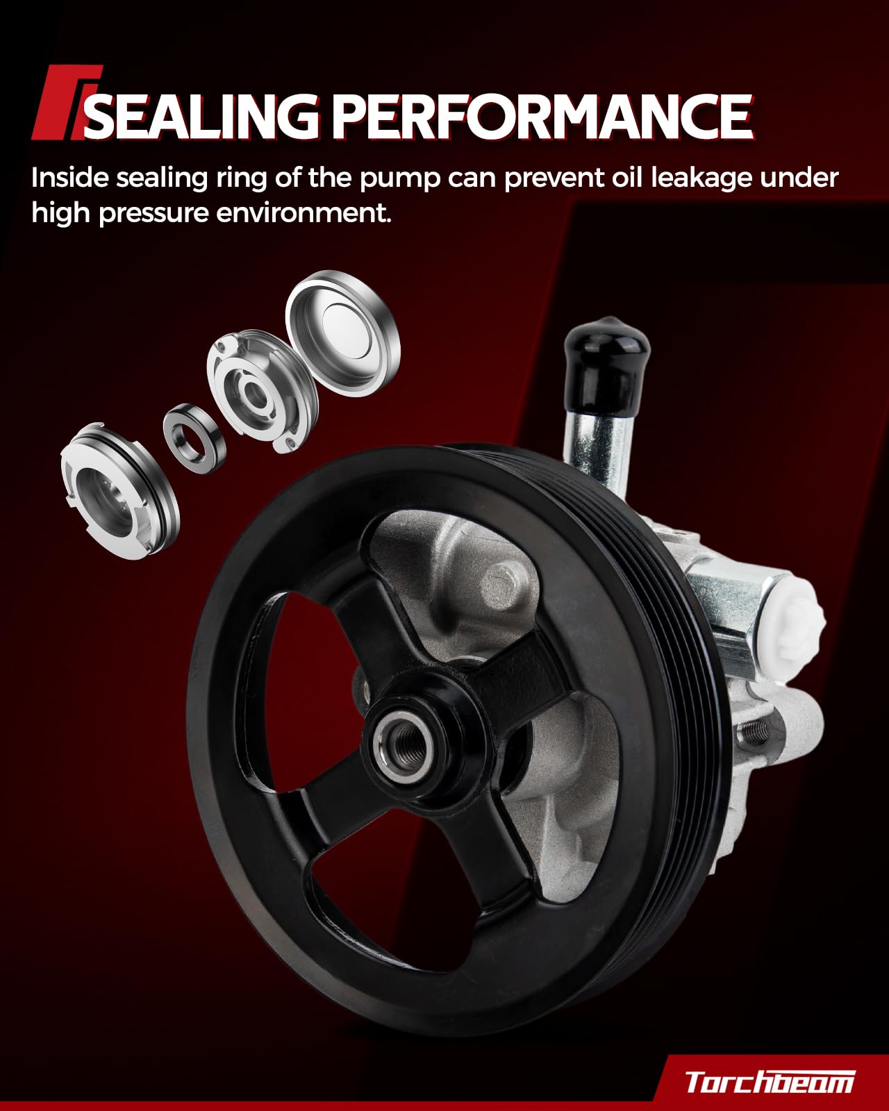 Torchbeam 96-260 Power Steering Pump with Pulley for 1997-2001 Expedition, 1991-2002 Town Car, 1992-2002 Grand Marquis, Crown Victoria, Navigator, OE Replace XW7Z3A674ABRM, F1VY3A674B, 96260
