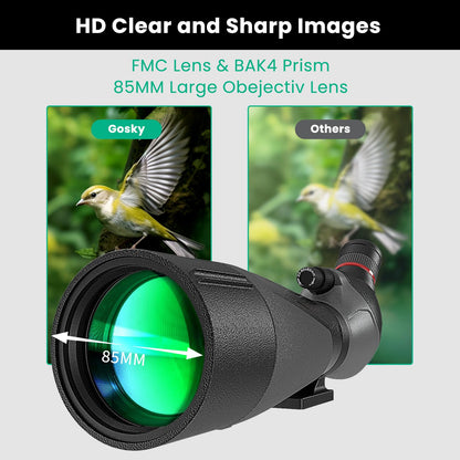 Gosky 20-60x85 Spotting Scope with Full Size Tripod, Phone Adapter and Cleaning Kit, Spotting Scopes for Bird Watching, Wildlife Viewing，Portable with Carrying Bag