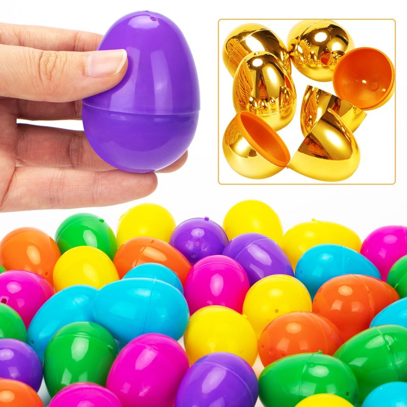 NEWBEA 288 Easter Eggs -2.36" Bright Colors Plastic Easter Eggs Empty Include 18 Golden Eggs Perfect for Eggs Hunt, Easter Basket Stuffers, Party Favors