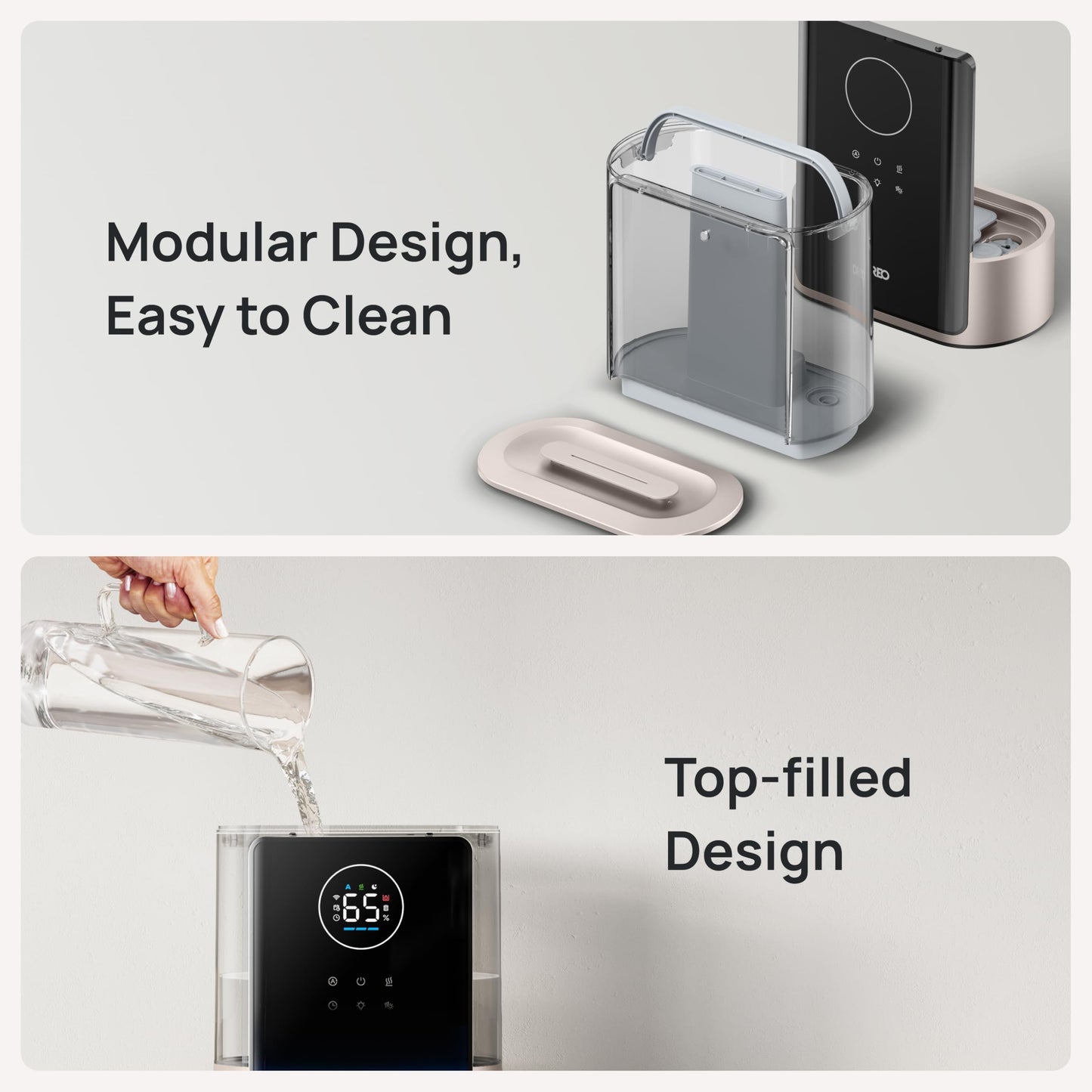 Dreo 8L Smart Humidifier Large Room 600ft², HM717S, 80H Runtime Supersized Warm and Cool Mist Humidifiers for Bedroom Baby, 28dB Quiet Air Humidifier for Plants Indoor, Home, Whole House, Silver