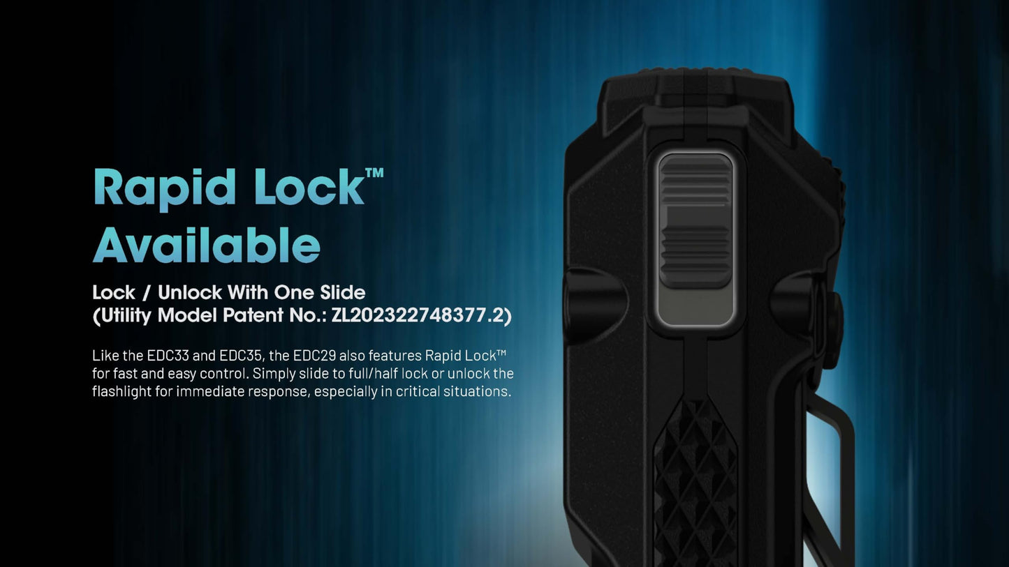 Nitecore EDC29 EDC Tactical Flashlight, 6500 Lumen USB-C Rechargeable Slim Flat Shape with Spotlight Floodlight Strobe Modes Digital Display Sticker