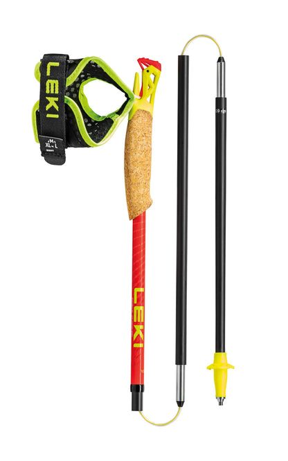 LEKI Ultratrail FX.One Superlite Carbon Collapsible Lightweight Trekking Poles for Hiking & Trail Running - Red-Yellow-Carbon - 130 cm