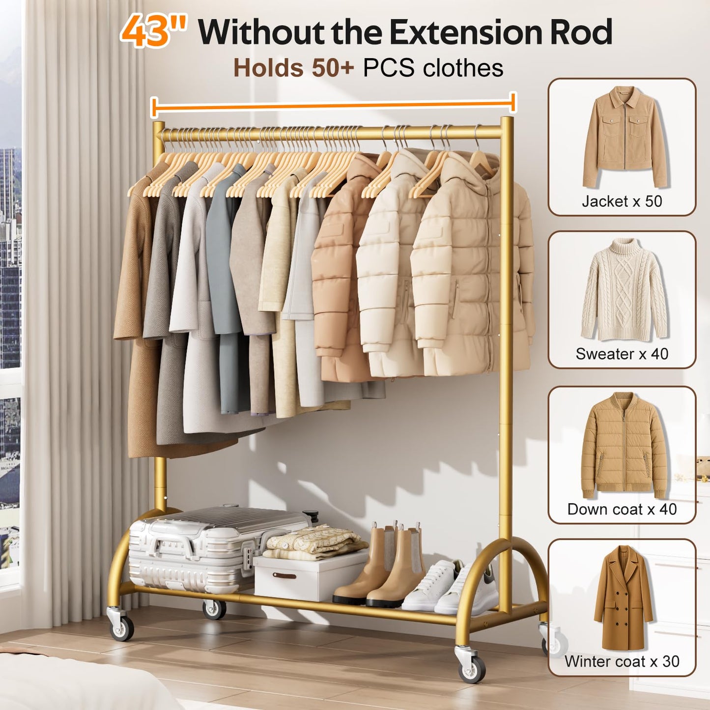 MISSLO Heavy Duty Clothes Rack and Heavy Duty Clothing Rack with Wheels