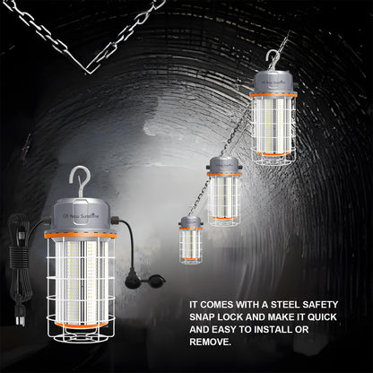 400W LED Temporary Work Light，56000Lumens 5000K Daylight White ON/Off Switch & Hook, IP65 Dust & Waterproof,Portable Hanging Construction Site Light for Jobsite, Warehouse, Workshop, Outdoor Projects