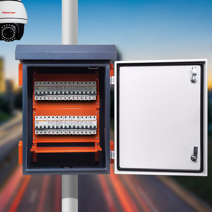 Outdoor Electrical Box Nema Enclosure - 19.7*23.6*11.8" Universal IP Weatherproof Equipment Box,Galvanized Plate Electrical Enclosure,with Removable Mounting Plate and Muffin Fan Vent(50 * 60 * 30cm)