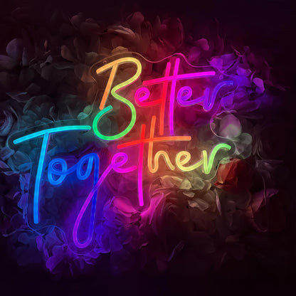 Ulalaza Better Together LED Neon Sign Night Light for Wall Party Décor Bedroom Room Bar Wedding Home Birthday Art Decoration Christmas with USB Chain Light modulator 5v