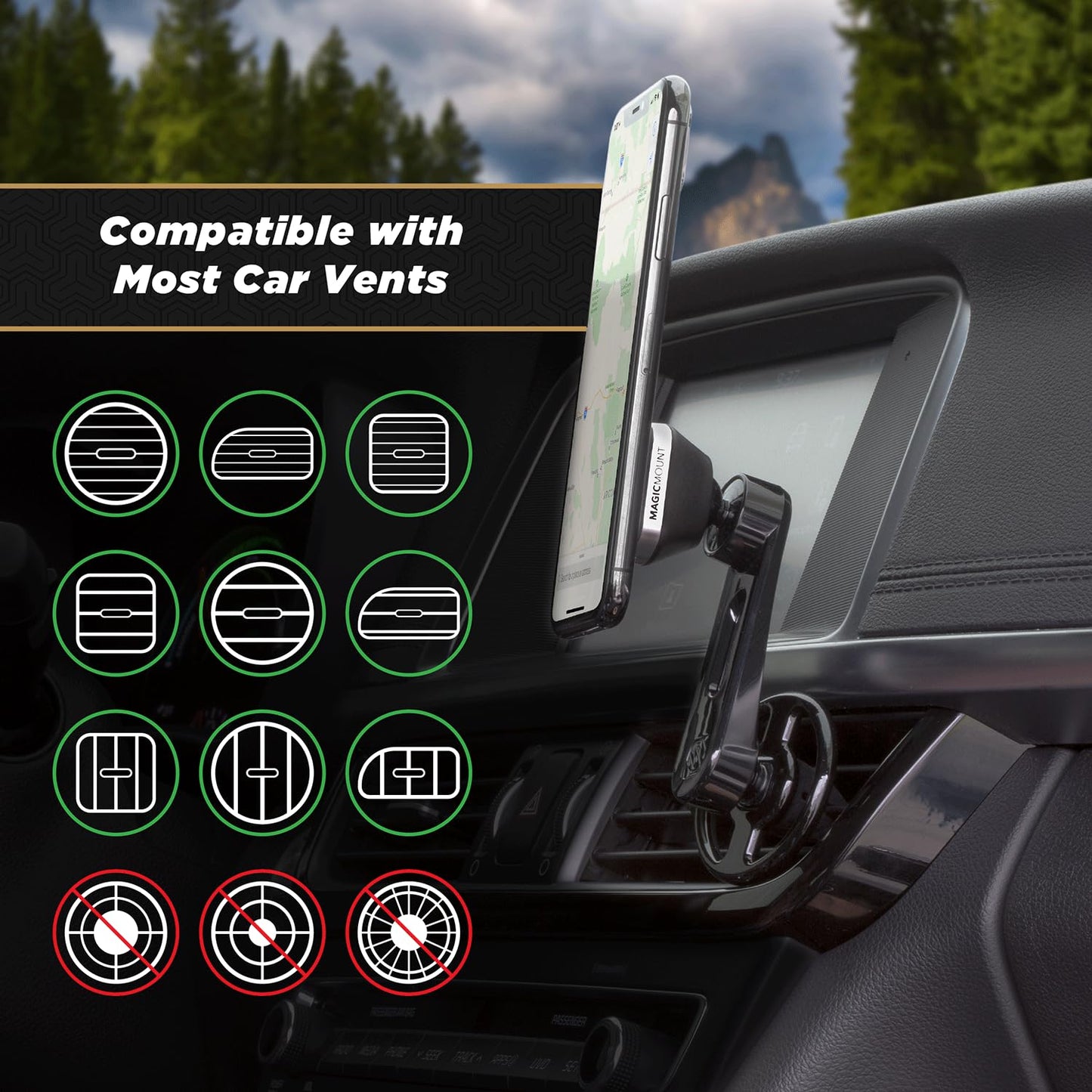 Scosche MMWSM-2PKXCES0 MagicMount Select Magnetic Car Phone Holder Mount for iPhone and Android - 2 Pack - Secure Magnetic Cell Phone Mount for Car Window or Dash - Universal 360° Adjustable Head