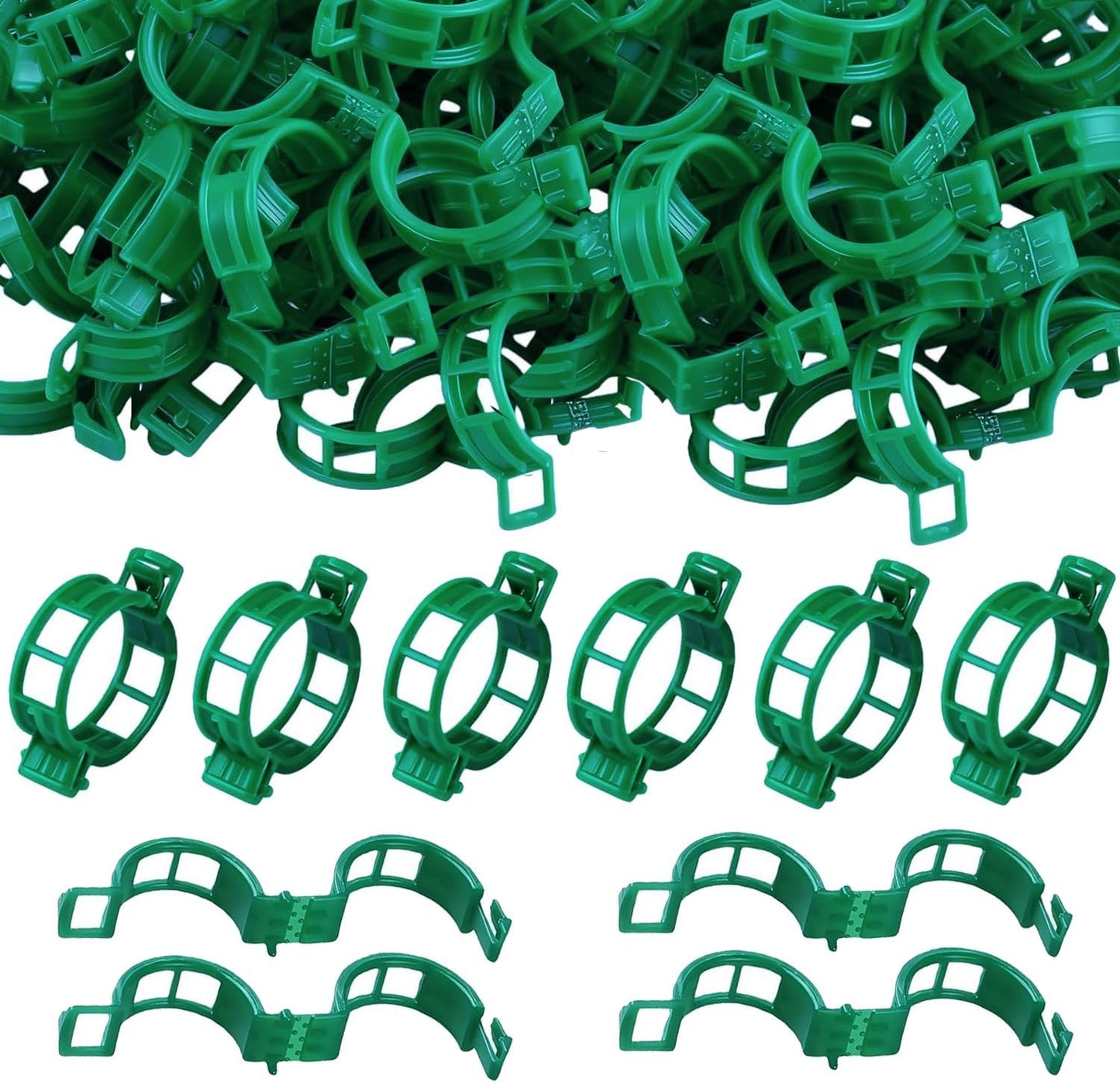 Skiennix Plant Support Clips - 100 Durable Tomato Clips for Trellis & Climbing Plants | Green