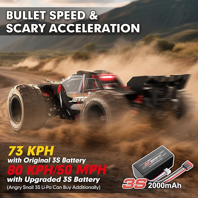JETWOOD 1/14 50mph Electric Brushless RC Car for Adults JC14EP V3 All Terrain Super Fast Remote Control Car Offroad RTR Hobby RC Trucks Waterproof 3S High Speed Metal Gear Servo (Upgraded Version)
