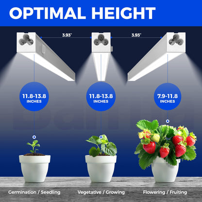 Barrina Grow Light Strip 5000K White Full Spectrum LED 1FT, Aluminum, 4-Pack