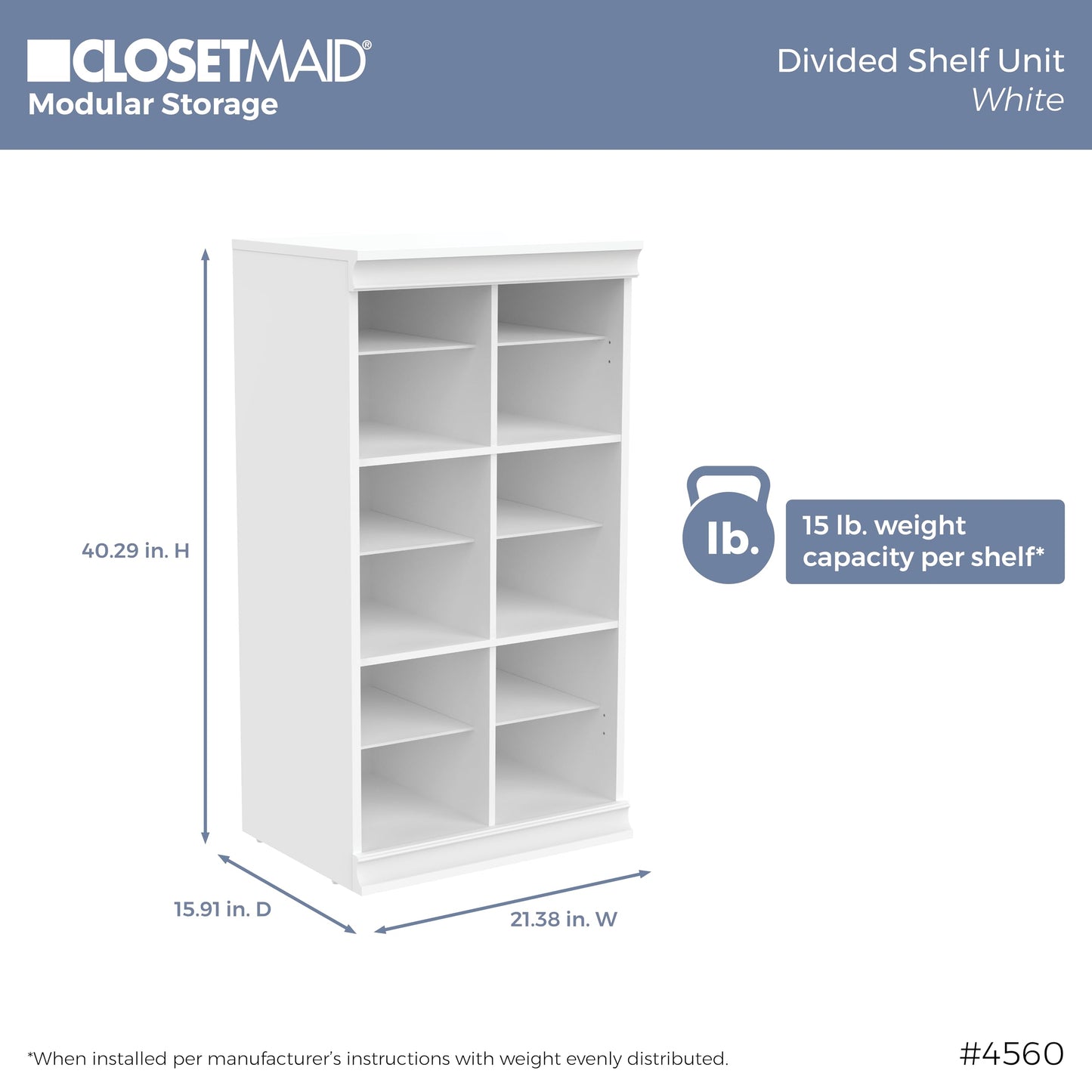 ClosetMaid Modular Storage 21.38-inch W 12-Shelf Cubby Storage Cabinet with Doors, White