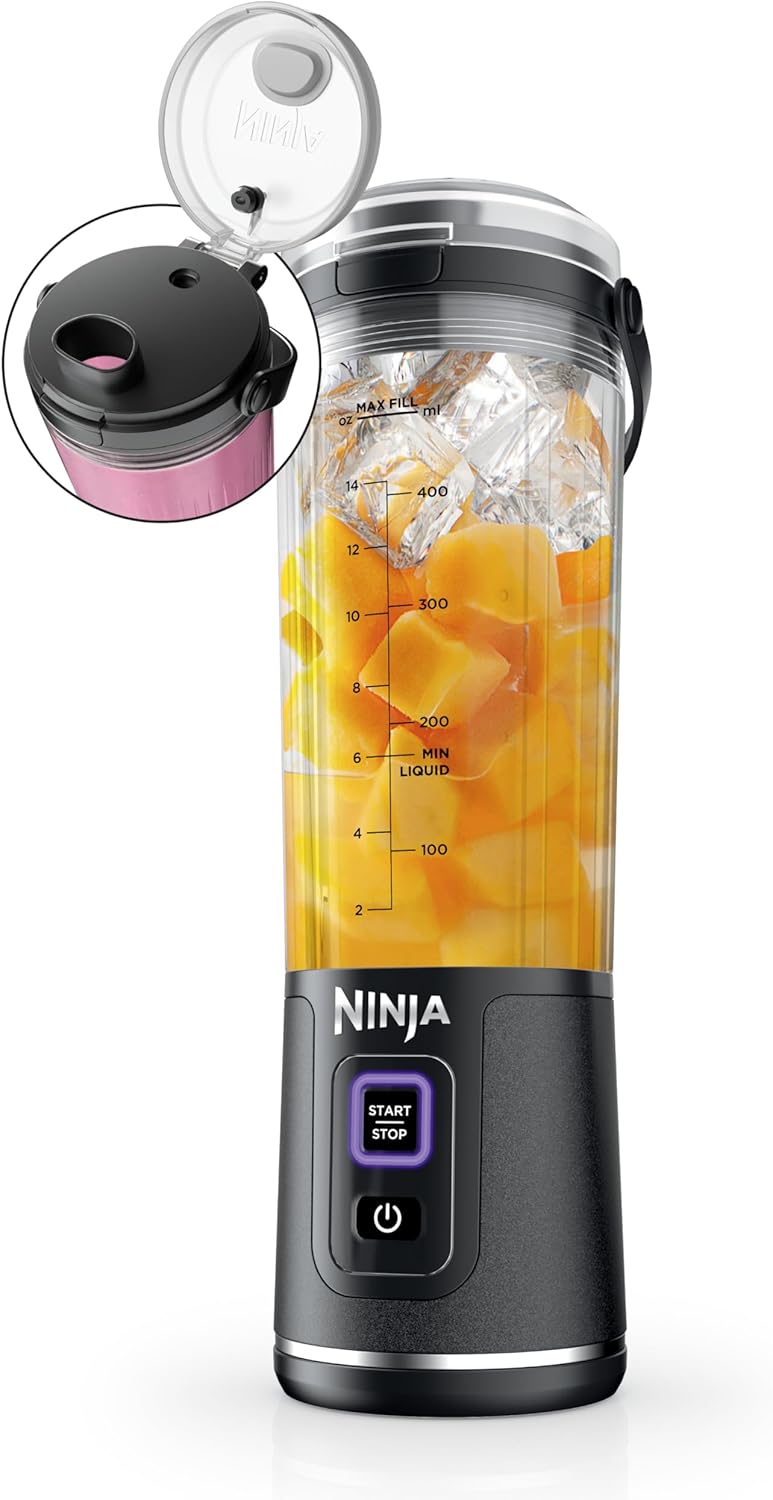 Ninja Blast Portable Blender - Cordless 18oz Personal Blender for Smoothies & Shakes | BPA Free, USB-C Rechargeable, Metallic Black