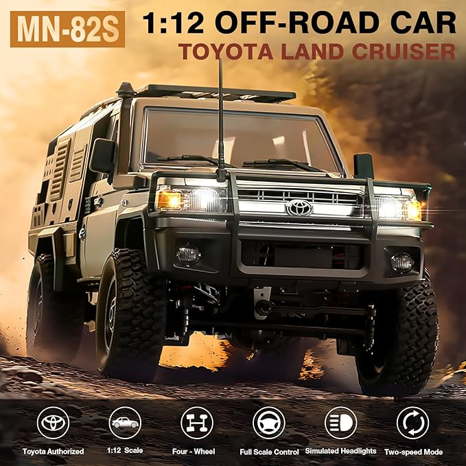 1/12 Scale RC Crawler MN-82S LC79 RTR RC Truck 4x4 Off Road Vehicles 2.4GHz RC Rock Crawler Car with LED Lights 7.4V 1200mAh Battery for Adults Hobby Toys (Silver)