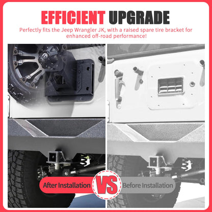 KLYONA for JK JKU Height-Adjustable Spare Tire Carrier Compatible with 2007 2008 2009 2010 2011 2012 2013 2014 2015 2016 2017 2018 Jeep Wrangler JK JKU Unlimted up to 37 Inches Spare Tire Lift Holder