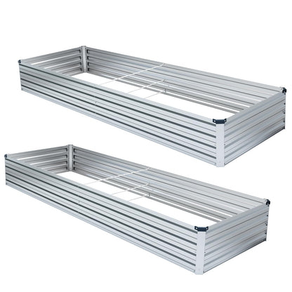 Meberam 2 Pack 8x4x1FT Galvanized Raised Garden Beds Kit Outdoor Metal Gardening Planter Box for Vegetable Elevated Flower Herbs,Silver