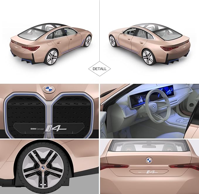 RASTAR BMW i4 Remote Control Car 1/14 BMW i4 Concept RC Toy Car Golden BMW Model Car Diecast for Kids Boys Adults