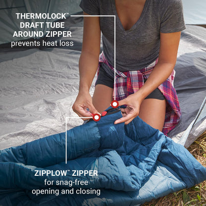Coleman Kompact 20°F/30°F/40°F Sleeping Bag, Cool-Weather Adult Sleeping Bag with Heat Retention, Stuff Sack, & Snag-Free Zipper, Great for Camping, Sleepovers, Guests & More