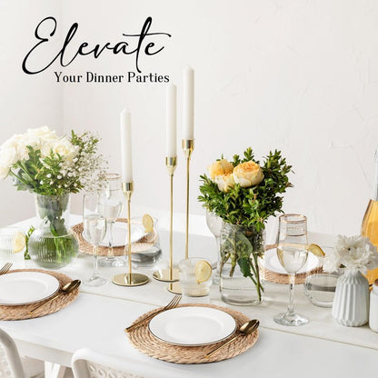RUNTIVAN Round Woven Placemats Set of 6, Natural Water Hyacinth Place mats, 12 inch Rattan Placemats Wicker Placemats Farmhouse Boho Braided Heat Resistant Outdoor Placemat Patio Table Place Mats
