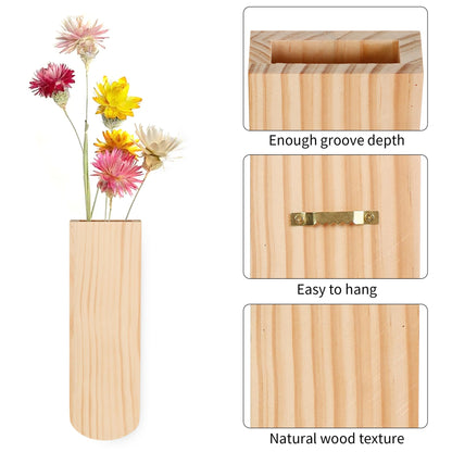 Bylion Wood Wall Planters, Hanging Wall Decor for Indoor Living Room Bedroom Modern Farmhouse Wooden Vase Wood Wall Pocket for Greenery Plants and Dried Flowers (2 Pack)