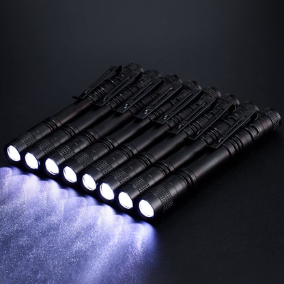Zhengmy 50pack LED Flashlight Bulk Father's Day Gift for Men, 5 Inch Small Pocket Flashlight with Clip Aaa Battery Powered Compact Mini Edc Pen Light Handheld Tiny Portable for Tight Spaces, Emergency