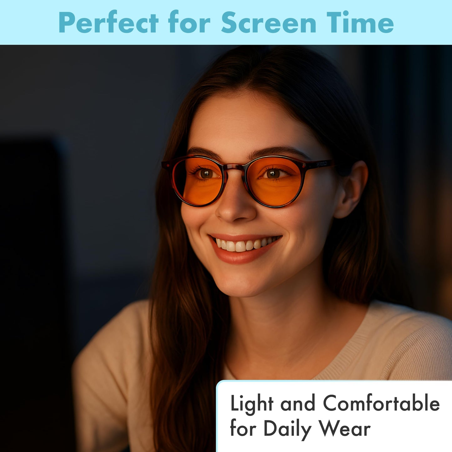Orange +1.5 Blue Light Blocking Reading Glasses for Better Sleep - Amber Readers & Migraine Glasses for Women & Men - 1.5 Orange Reader Blue Light Blockers for Computer Eye Strain Eye Fatigue (+1.50)
