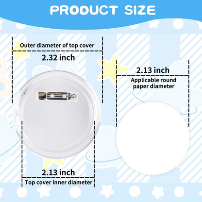 MK.Bear 50 Pack Acrylic Button Pins Badge, 55mm/2.17 Inch Clear Pins Buttons Kit, DIY Badges Acrylic Pin Buttons with Blank Round Paper