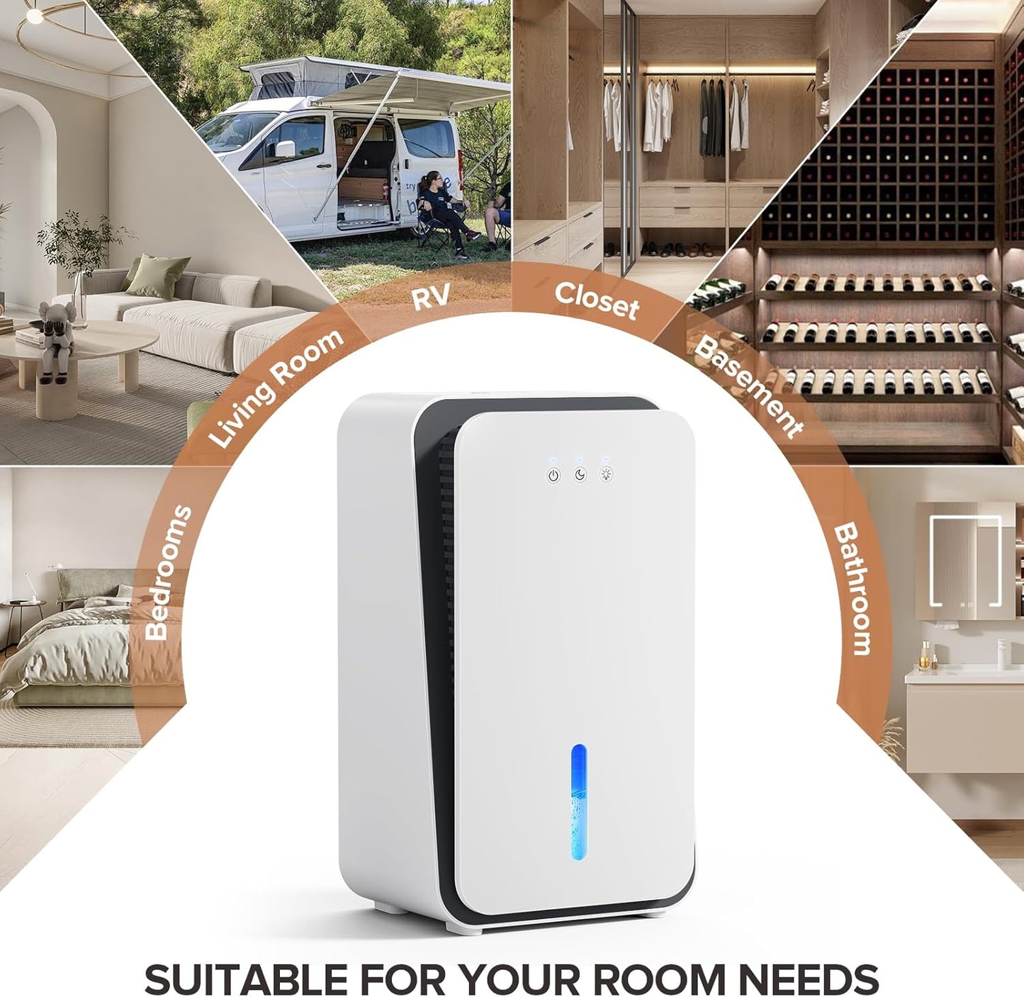 Skiennix Dehumidifier | 1000 Sq. Ft. Home & Basement Unit with Auto Shut Off & Aromatherapy Diffuser