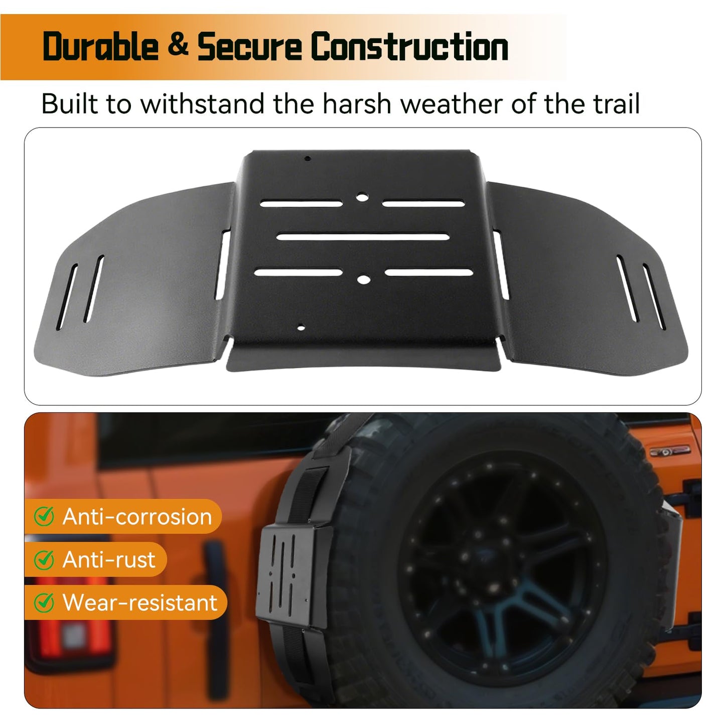AC-TR-102S Tire Rack- 2 Pack Heavy Duty Spare Tire Mount, Quick Release Fuel Can Spare Tire Mount Bracket with Ratchet Strap for 30” - 40” Diameter Tires, Spare Tire Accessory Bracket for Off-Road