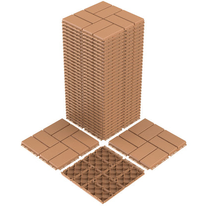 Goovilla Plastic Interlocking Deck Tiles, 36 Pack Outdoor Patio Flooring, 12"x12" Interlocking Decking Tile Outdoor All Weather Use, Waterproof Patio Pavers for Pool Balcony Backyard Porch, Khaki