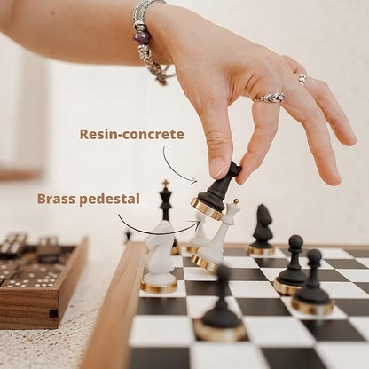 Luxury &amp Decorative Wooden Chess Set Walnut Leather Chess Board with Weighted Chess Pieces Unique Deluxe Wooden Chess Gifts for Board Game Lovers Handmade Chess Set with Storage