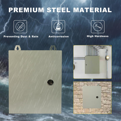 Waterproof Electrical Enclosure 24 x 24 x 12 inches, Outdoor Electrical Box Weatherproof, Electrical Junction Box with Reinforced Lock