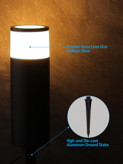 LEONLITE Low Voltage Path Lighting, 5W LED Landscape Bollard Pathway Light, Landscape Lights Outdoor for Yard, 3000K Warm White, Die-Cast Aluminum IP65 Waterproof, Pack of 4