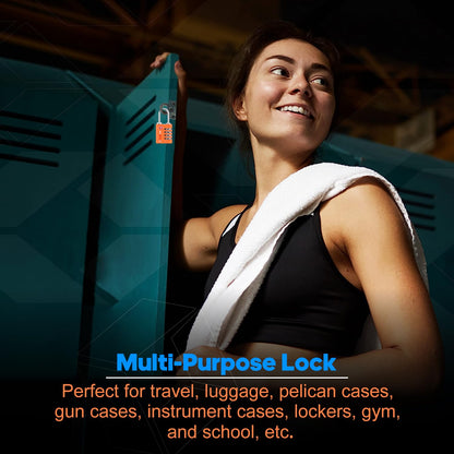 Forge Dual-Opening: Key or Combination Access Lock, TSA Approved Locks for Luggage, Pelican case, Travel, Gym, School, Stainless Steel Shackle.(Orange, 2 Pk)