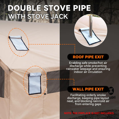 Zoring Hammock Hot Tent with Stove Jack - 4 Season Winter Tent with Snow Skirt, PU3000mm Waterproof Cold Weather Wall Shelter with Big Mesh Door/Windows for Backpacking, Camping, Hiking (No Poles)