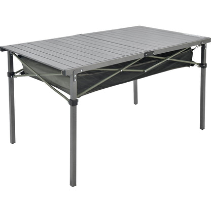 OUTSIDER Folding Camping Table, Portable Roll-up Outdoor Lightweight Aluminum Camp Table for Picnic BBQ Backyards Beach, Large Storage Mesh Pocket and Carrying Bag Included (Gray+Storage)