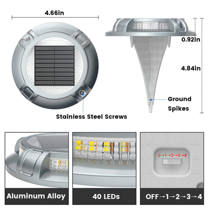 SIEDiNLAR Solar Driveway Lights Outdoor 4 Modes 40 LEDs Deck Driveway Markers Marine Dock Light Waterproof for Walkway Ground Pathway Step Garden Yard, White/Warm Dynamic Lighting (16 Pack)