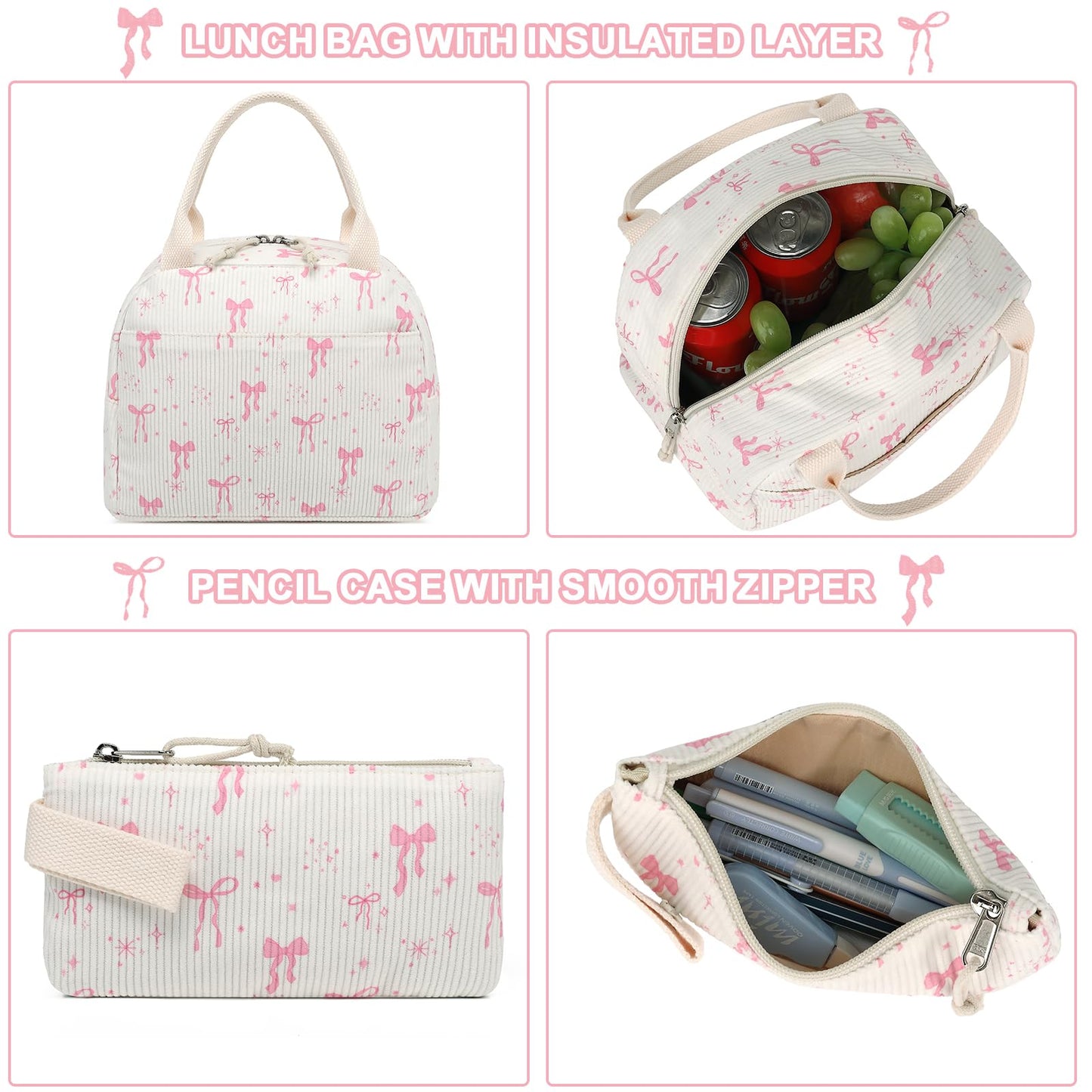BTOOP School Backpack for Girls Kids Teens Cute School Bookbag Set with Insulated Lunch Box Pencil Case