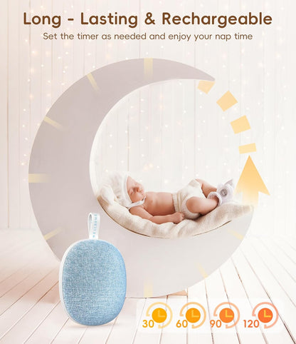 Skiennix Portable White Noise Sound Machine - Bluetooth Speaker & Baby Sleep Soother | Rechargeable, 6 Sounds, Blue