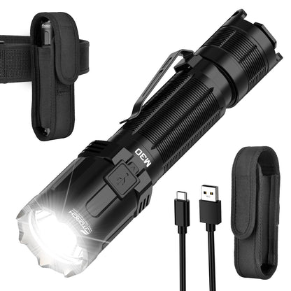 SAONOX M30 Tactical Flashlight-3300 High Lumen Duty Belt Flashlight for Law Enforcement,Police EDC Flashlights with Holster Tactical Gear