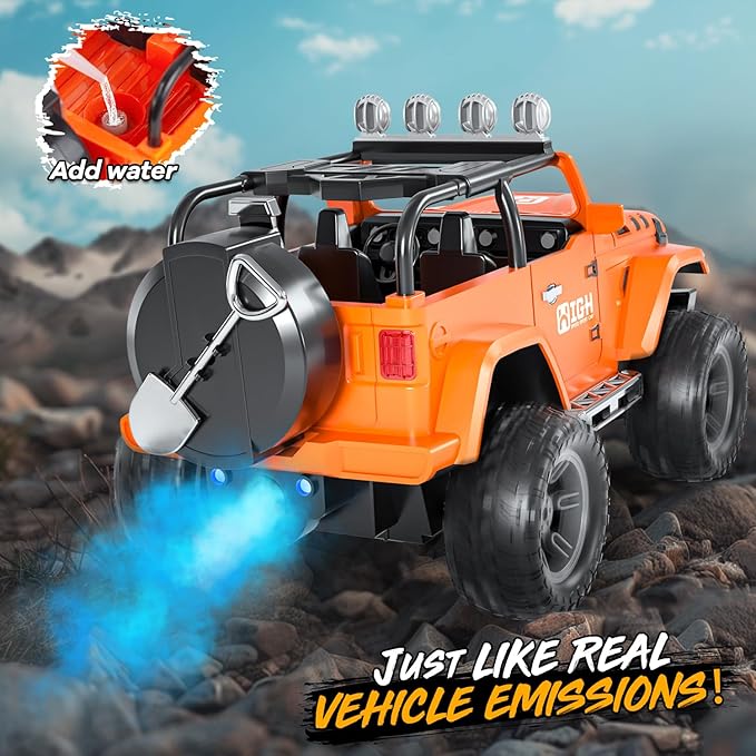 1:16 Remote Control Car with Spray Lights and Sound 2.4GHz Remote Control Jeep for Kids All Terrain Off-Road Jeep RC Car Toys Gift for Boys and Girls
