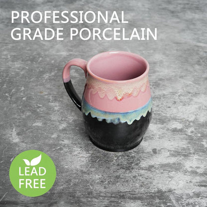 Bosmarlin Extra Large Ceramic Coffee Mug, 25 Oz, Dishwasher and Microwave Safe, Big Oversized Tea Cup, Reactive Glaze (Pink)