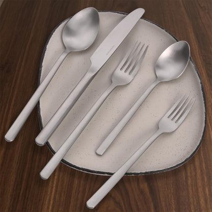 KINGSTONE Silverware Set, 20 Piece Flatware Cutlery Set for 4, 18/10 Stainless Steel Silverware Mirror Polished Dishwasher Safe for Home, Restaurant, Wedding, Party, Matte Silver
