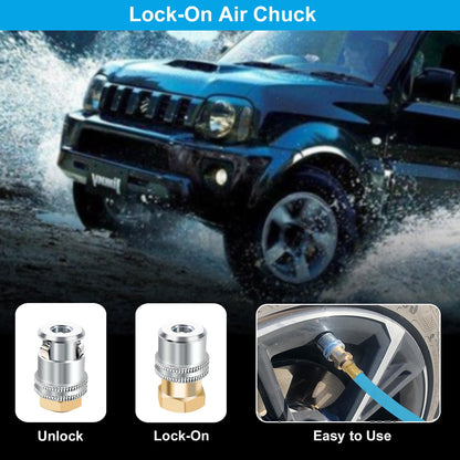 Uharbour 4 Tire Inflation Deflation System, 4 Tire Air Up Down System, 4 Tire Pressure Equalizer, Inflate or Deflate All 4 Tires at Once, Flexible Air Hose Fits Up to 155" Wheelbase.