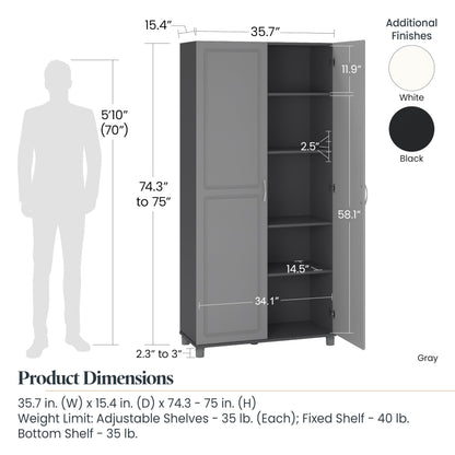 Systembuild Evolution Kendall 36" Utility Storage Cabinet, Black