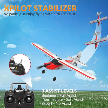 VOLANTEXRC RC Plane Trainer Sport Cub 4CH Remote Control Airplane with Prop Saver 6-Axis Gyro Stabilizer &amp 3 Modes to Fly Radio Controlled Aircraft RTF for Beginners &amp Adults (500mmRed)