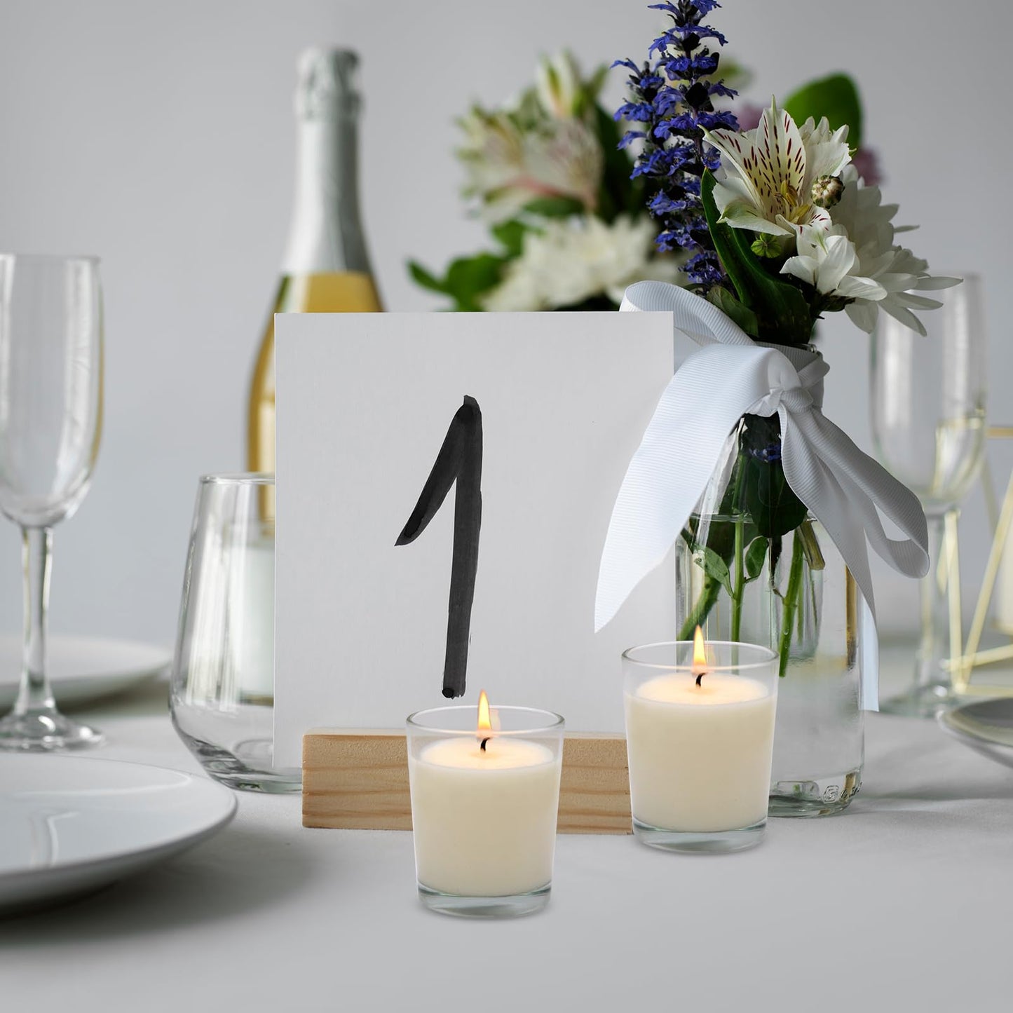 Set of 30 White Votive Candles Clear Glass Filled Unscented Soy Wax Candle for Home Décor Spa Weddings Birthday Holidays Party and DIY