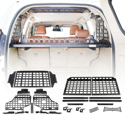 HIGH FLYING for Toyota Prado LC150/Lexus GX460 Rear Window & Overhead Roof Molle Panels Storage Modular System Trunk Shelf Organizer Rear Cargo Racks