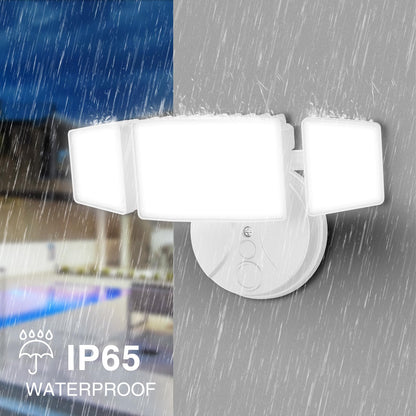Onforu 3 Packs 75W LED Security Light, 7000LM Outdoor Flood Lights Fixture with 3 Adjustable Heads, IP65 Waterproof, 6500K White Brightness Exterior Wall Mount Security Light for Eave, Yard(White)