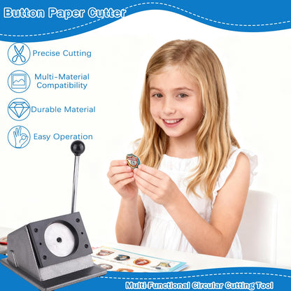 Taddien Round Badge Maker, Round Die Cutter for DIY Button Making and Scrapeboards Cardstocks Cutting, Cutter for Paper Leather PVC Cards, 86mm (3.39in) Cut Size for 75mm Buttons